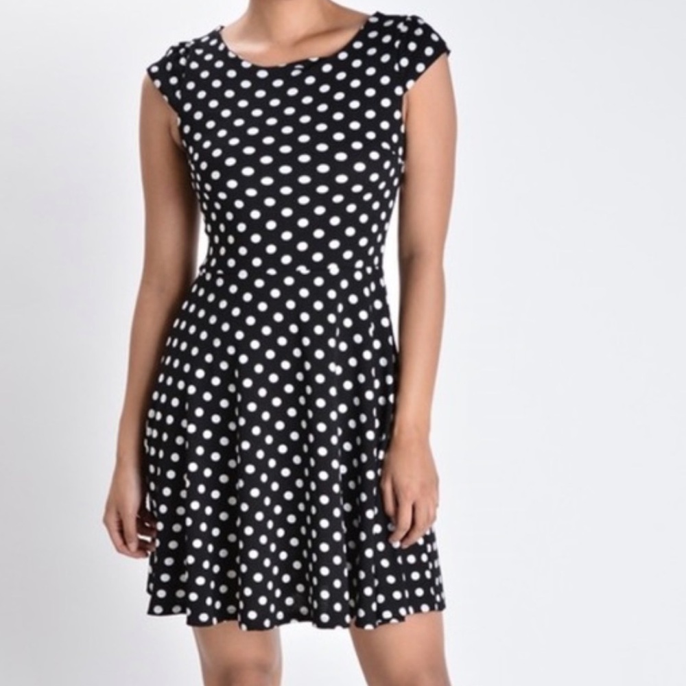 LIKE NEW Zara black and white polka dot mini dress size small